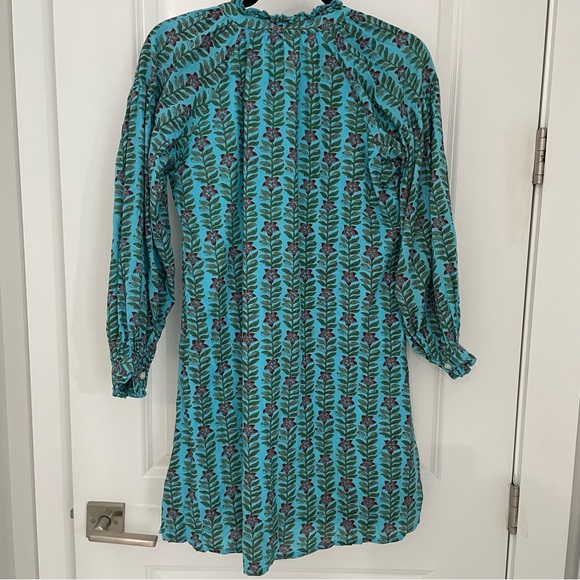 Madison Mathews Cotton Floral Ruffle Neck Shirtdress XS Cottagecore Peasant. 20 - Picture 5 of 7